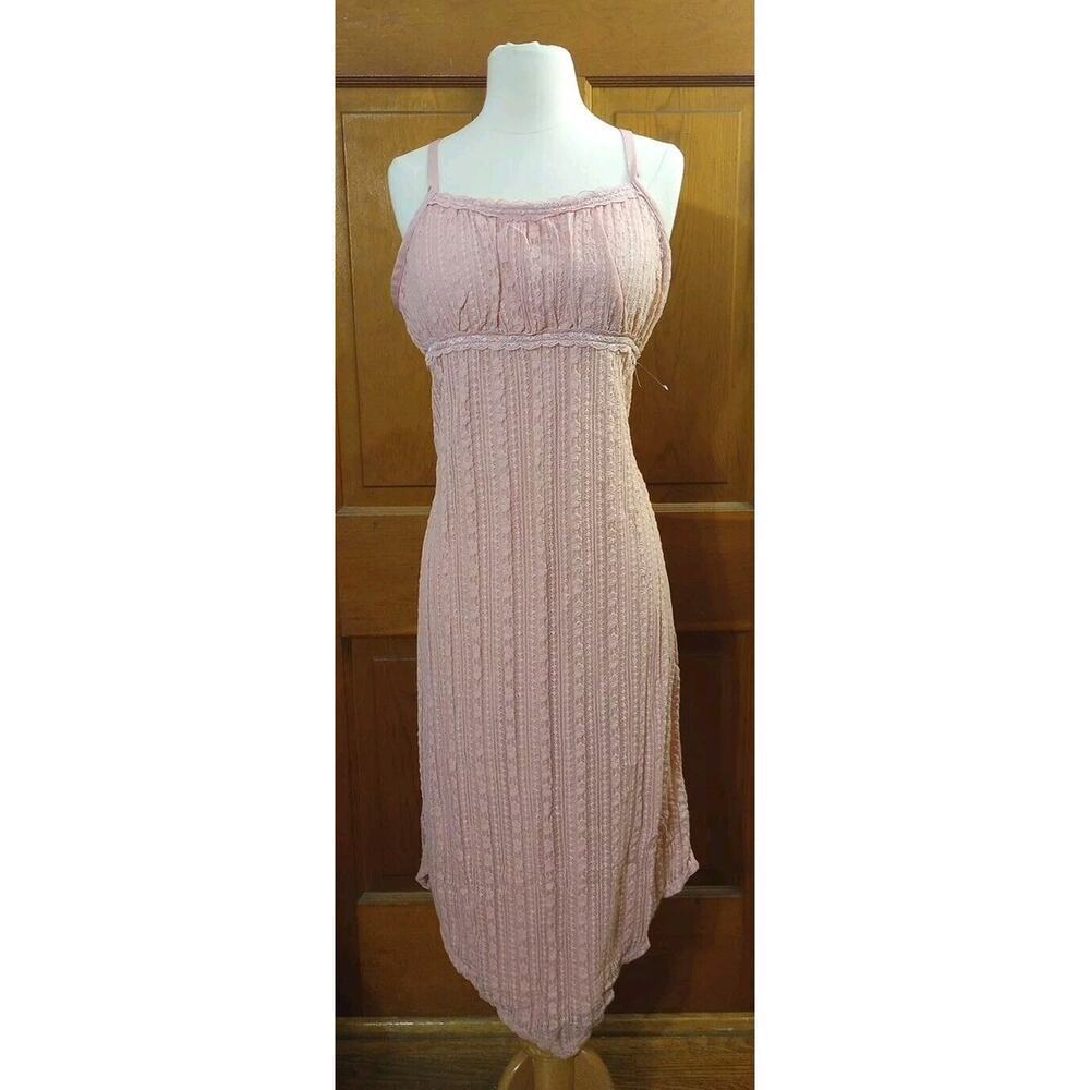 Vtg No Boundries Y2K Babydoll Lace‎ Slip Dress Sz XL 16 Pink Padded Adjustable
